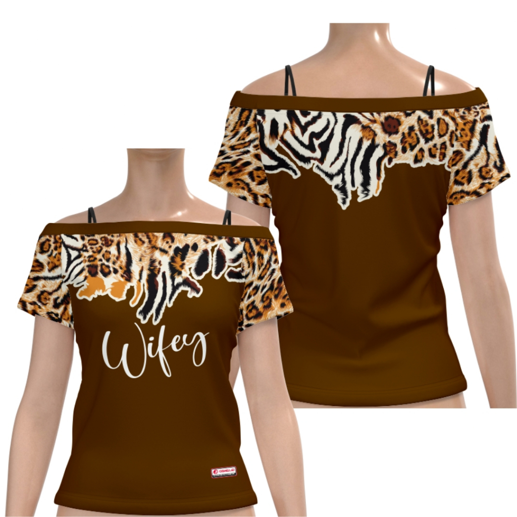 GIRLY FEMININE ปิดไหล่ SABRINA WIFEY BROWN JERSEY ฟรีชื่อและหมายเลขด้านหลัง