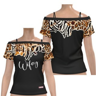 JERSEY GIRLY FEMINIM OFF SHOULDER SABRINA WIFEY สีดํา