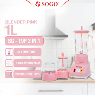[Ready Stock] SOGO- Blender [Pink Series] Ukuran 1L Plastik Anti Pecah Pisau Stainless Steel Mesin Halus Warna Pink & Blender Jumbo 1,5L