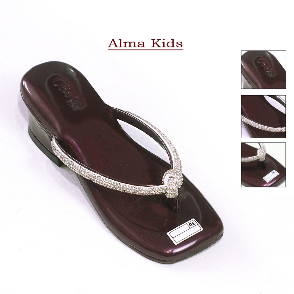 BrownBells Alma kids Sandal ส้นสําหรับเด็กผู้หญิง 3 อัญมณี - ALMA KIDS