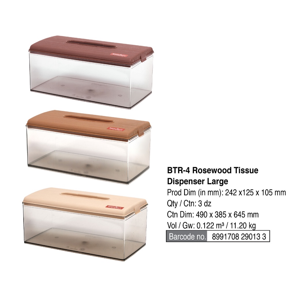 Lionstar BTR-4 กล่องเก็บกระดาษทิชชูบ้านพื้นฐาน Rosewood