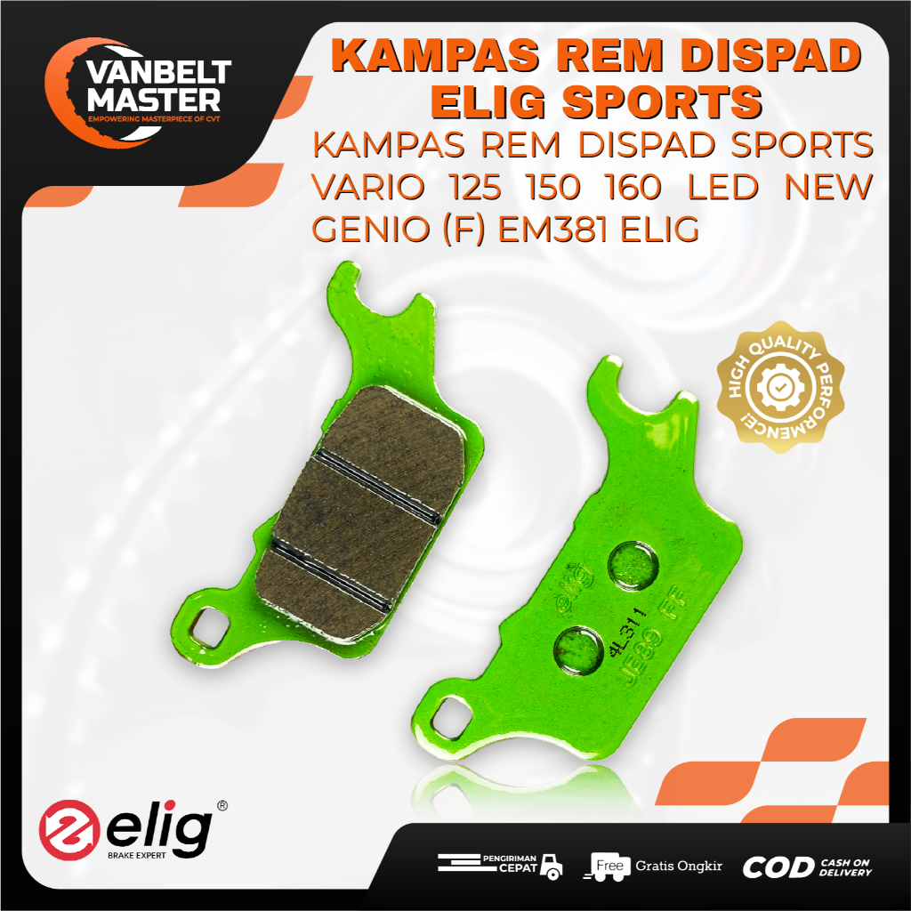 ELIG ผ้าดิสก์เบรกหน้าสําหรับ Vario Genio 110 125 150 160 เก่าใหม่ CBS SPORTS EM 381