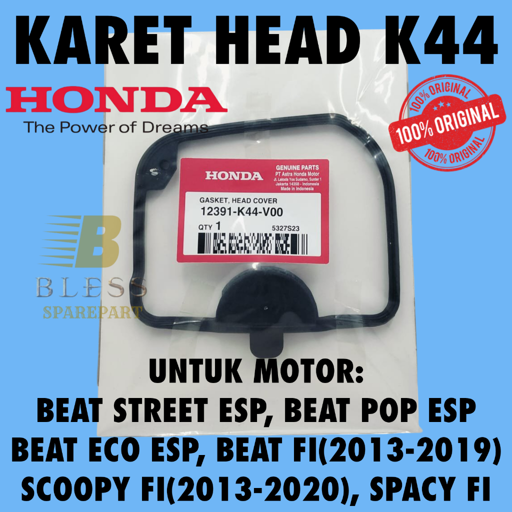 ยางหัว CODE-K44 ฝาครอบหัวปะเก็น Scoopy FI Spacy Beat Street ESP ECO 2013-2019 12391-K44-V00