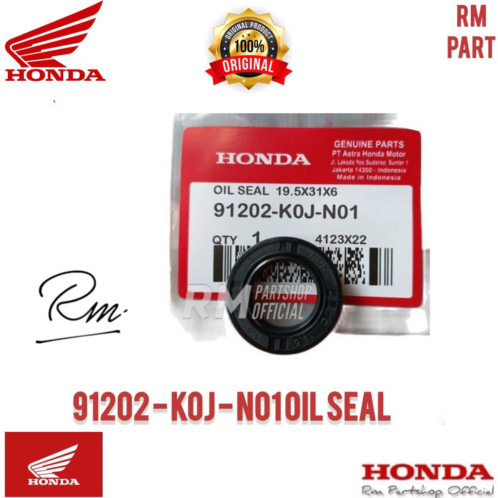 91202-K0J-N01 ซีลน้ํามัน 19.5X31.5X6 SEAL US CRUCK SIL LEFT 19.5X31.5X6 GENIO BEAT LED K1A SCOOPY ES