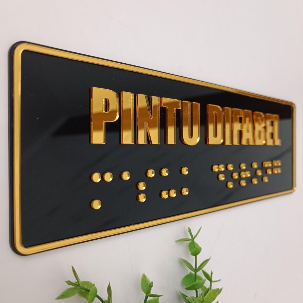 GUIDE BOARD WITH BRAILE LETTERS อะคริลิคสีดําเงา โมติฟกระจกสีทองนูน ปากกามาร์กเกอร์ตัวอักษร Braile