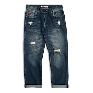 Nowear Celana Jeans Panjang Sobek Pria Salvedge Wisker Slim Straight Ringkel Denim Premium