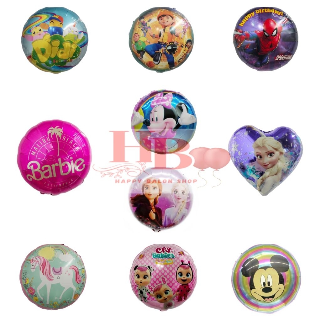 CHARACTER FOIL BALLOONS CAN FILL HELIUM GAS WHOLESALE 12 ชิ้น