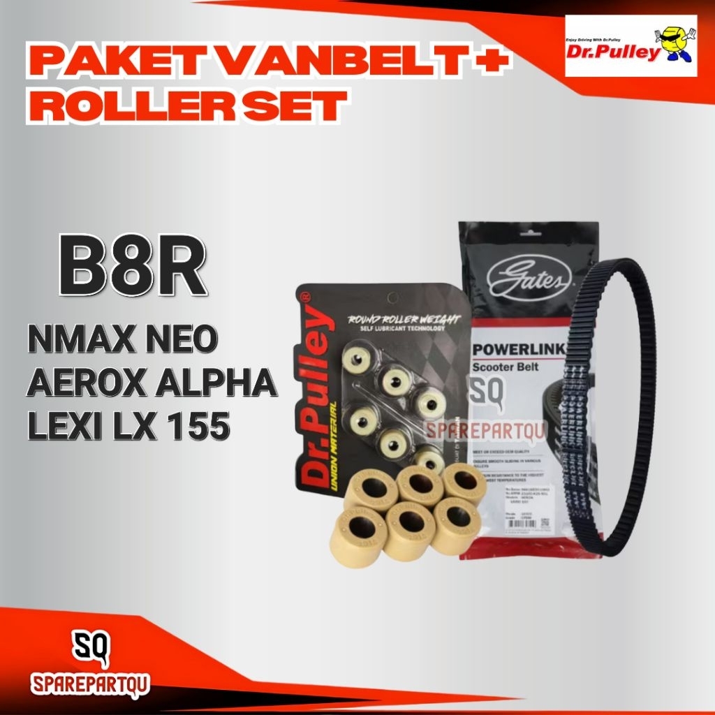 Vbelt Vanbelt ชุดลูกกลิ้ง Nmax Neo Aerox Alpha Lexi 155 LX155 Fanbelt B8R