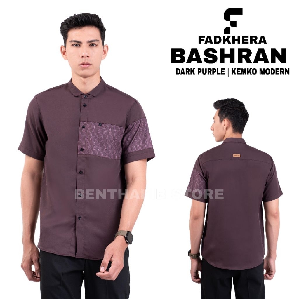 Fadkhera Bashran Short Modern Kemko Shirt for Adult Men, Short Sleeve Slimfit