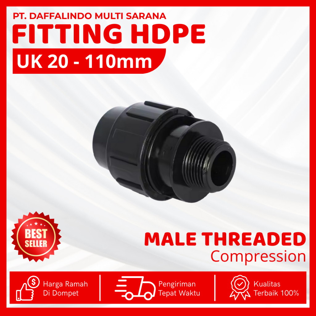 Compression Sok External Thread Hdpe Pipe ขนาด 40x1" นิ้ว | การเชื่อมต่อ Hdpe PIPE