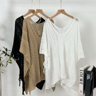Outer Atasan Baju Pantai Wanita Korean Style Oversize Jumbo Oversize Atasan Wanita Jaring Bolong B1035