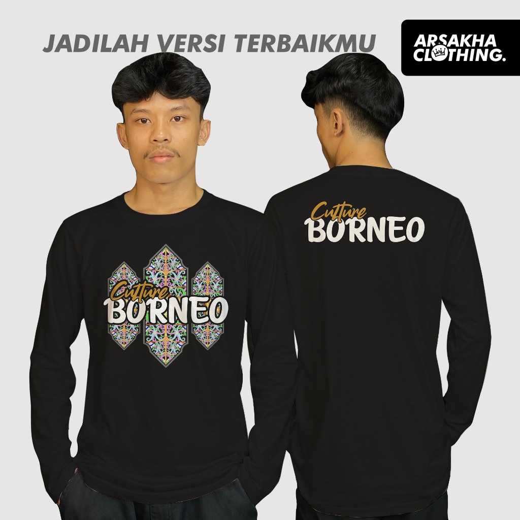 เสื้อยืดแขนยาวก้านกรอบ Batik Motif Borneo Culture Karun Distro เสื้อ Combed 30s โดย Arsakha Clothing