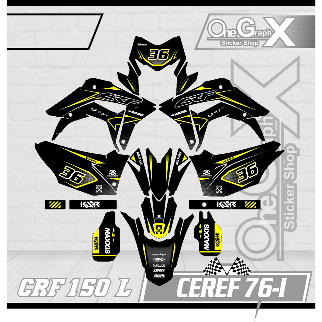 สติ๊กเกอร์มอเตอร์ไซค์ Honda CRF 150 ใหม่ล่าสุด – CEREF 76 RED Variation Striping