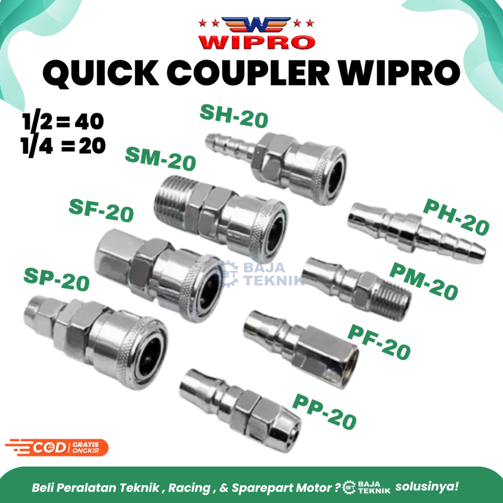 WIPRO QUICK COUPLER 1/4" 1/2" PH-20\40 PM-20\40 PF-20\40 PP-20\40 SH-20\40 SM-20\40 SF-20\40 SP-20\4