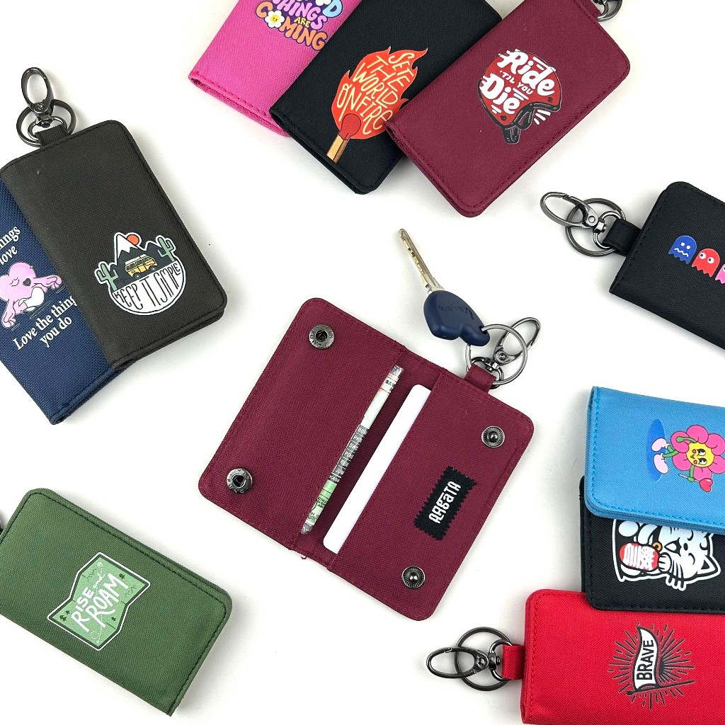 GANTUNGAN กระเป๋าสตางค์รถยนต์และรถจักรยานยนต์ STNK พวงกุญแจ Keyless ผ้า ภาพเรียบง่าย