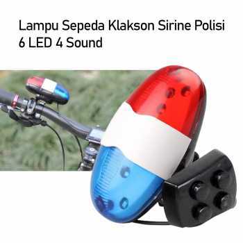 6 LED 4 Sound Police Siren Horn ไฟหน้าจักรยาน - JY-325B - แดง/น้ําเงิน