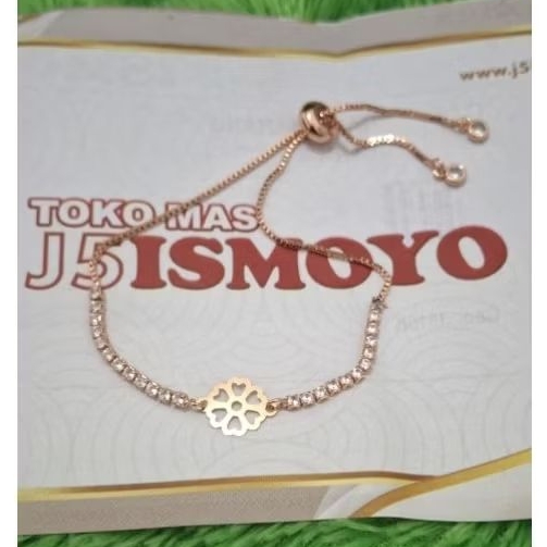 สร้อยข้อมือเชือกสีโรสโกลด์พร้อมหินผสม Flowrie J5 Ismoyo