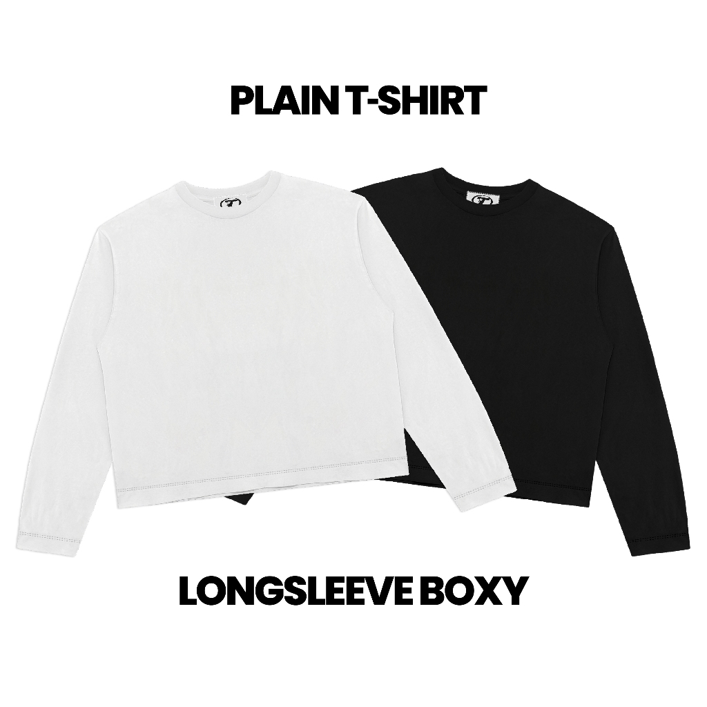 Thenational Longsleeves Boxy Crop Tshirt แขนยาวธรรมดา