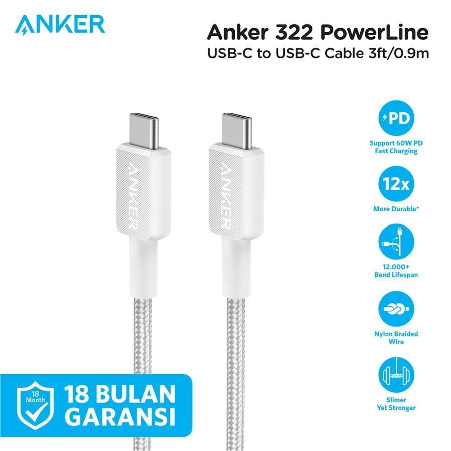 Anker 322 Type-c To Type C Data Cable 3ft 0.9m Braided - A81F5