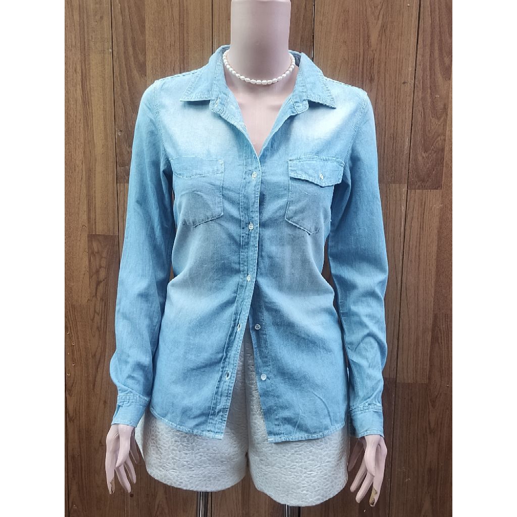 KEMEJA KATUN Denin เสื้อเชิ้ตผ้าฝ้ายสีฟ้าอ่อน รหัส: NW 420
