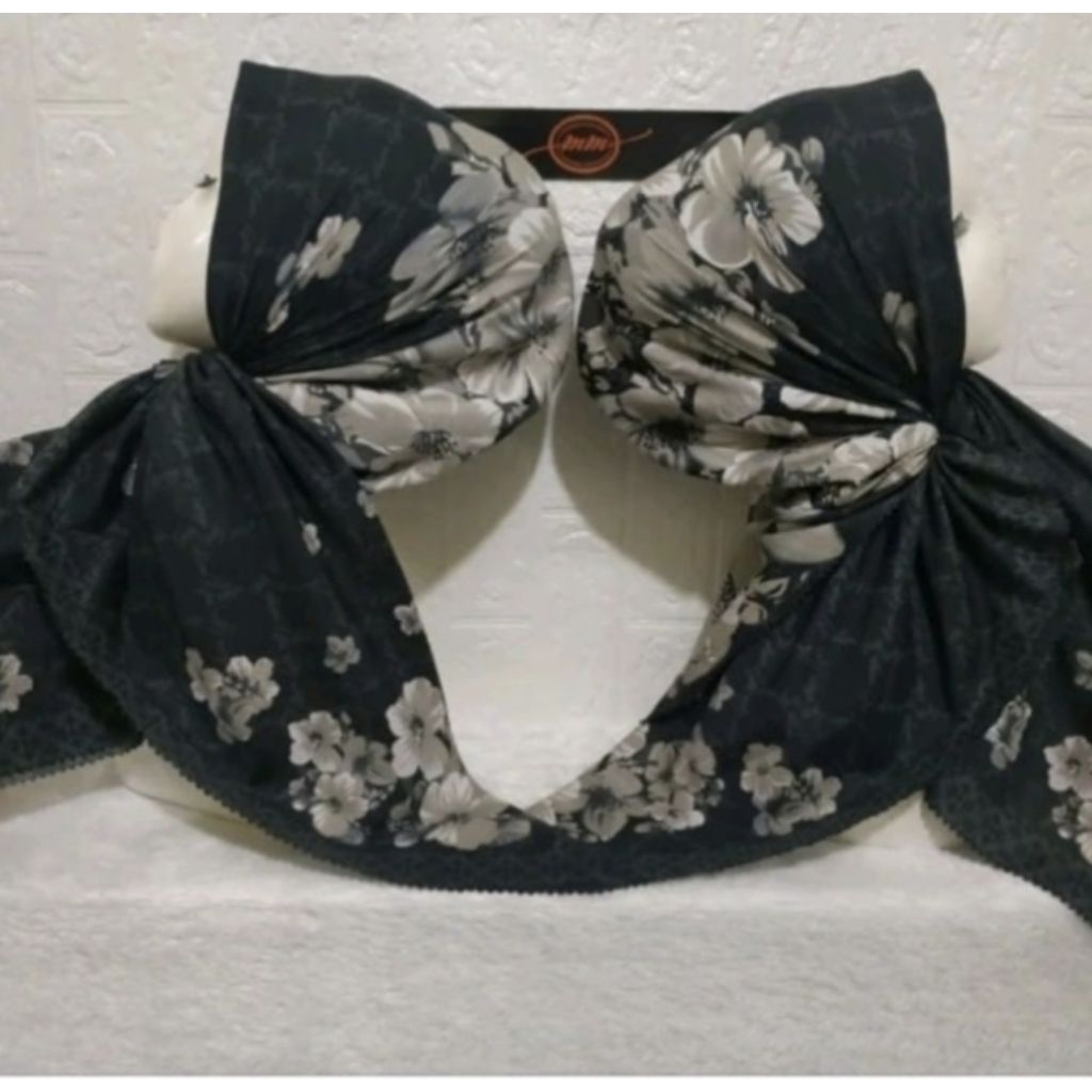 LAATEEFA BLACK GREY SQUARE VEIL