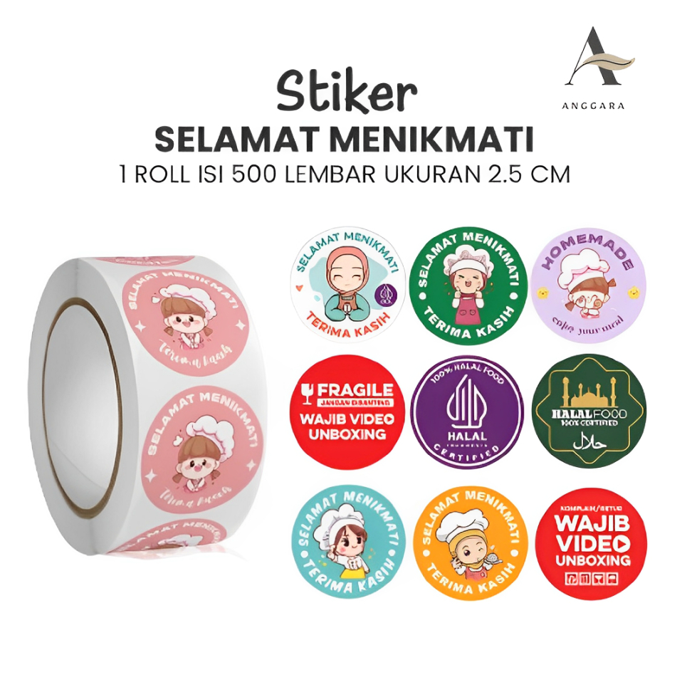 สติ๊กเกอร์ม้วนฮาลาล สติ๊กเกอร์กลม 500 ชิ้น ขนาด 2.5 ซม. ป้ายขอบคุณที่ไม่ซ้ําใคร สนุก