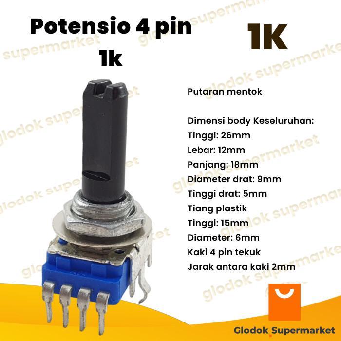 Potentio 4 pin B1k Stereo 4 Leg Bending Blue 102