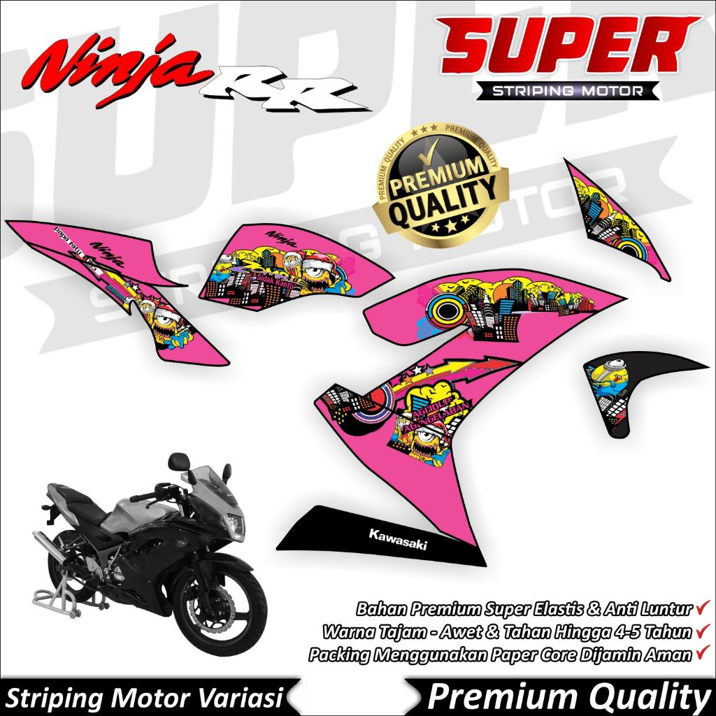 Ninja RR 150 สติ๊กเกอร์ใหม่ Anti-Fade Cool Ninja 150 RR Striping Kawasaki Ninja 150 RR Minnion
