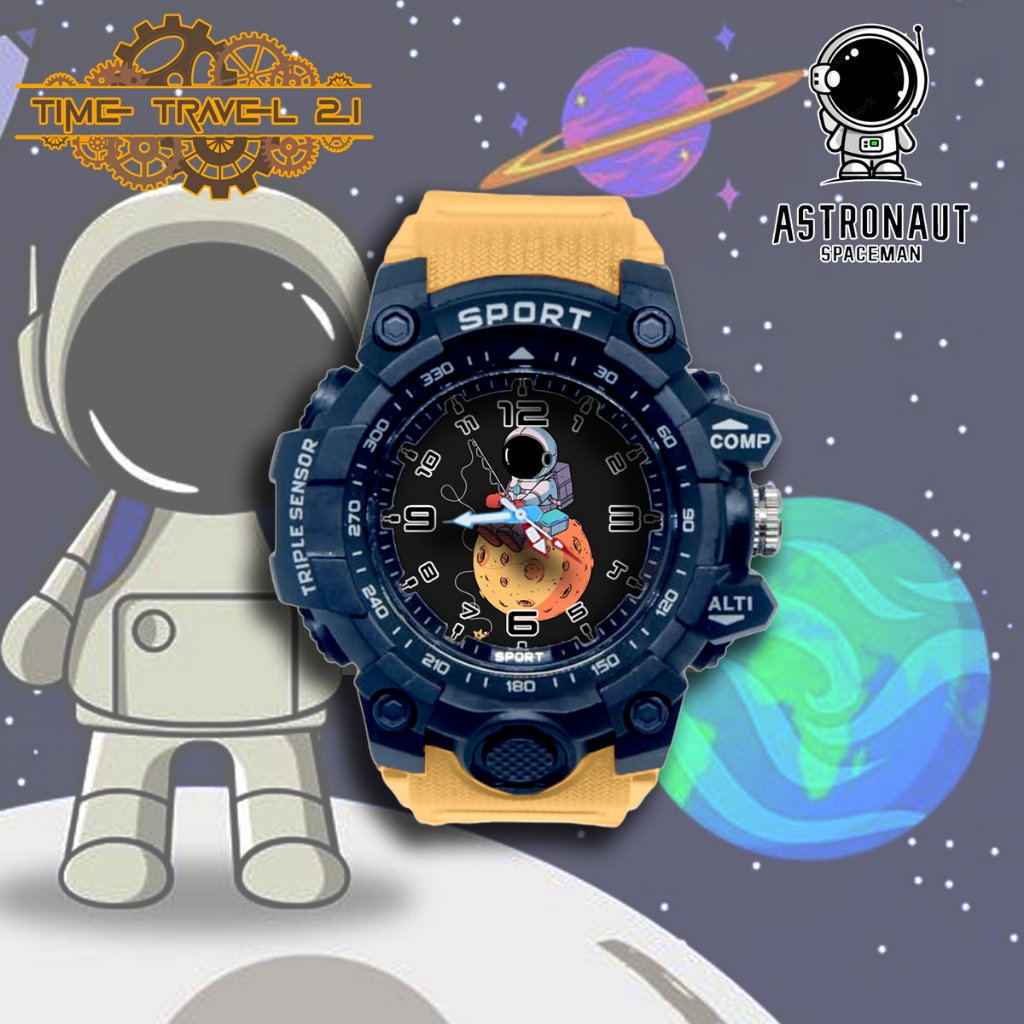 นาฬิกาเด็ก ASTRONAUT พร้อมสายยางแบบสปอร์ต กันน้ํา / นาฬิกาสปอร์ต 2X5SP03