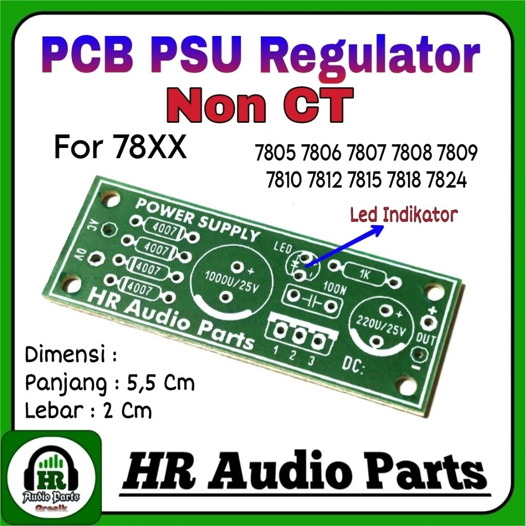 PCB PSU Regulator Single DC Non CT สําหรับ 7805 7086 77807 7808 7809 7810 7812 7815 7818 7824 Univer