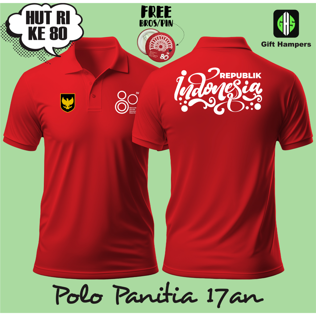 MERAH 17 สิงหาคมเสื้อยืดชายสีแดงและสีขาว 2025 Top 17Agustusan Tshirt 80Th Anniversary Uniform Indone