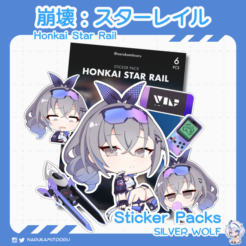 HONKAI STAR RAIL STICKER PACK SILVER WOLF - NARUKAMITOORU