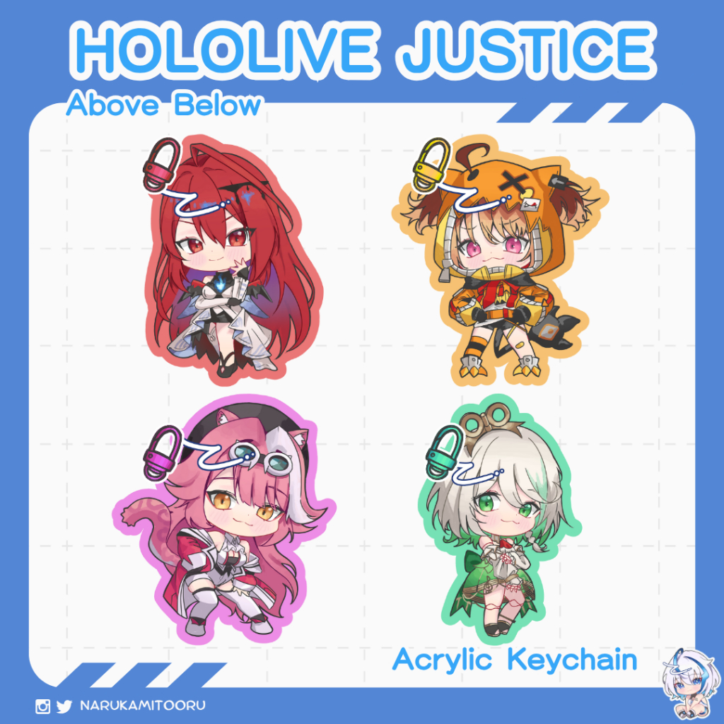 HOLOLIVE JUSTICE ABOVE BELOW พวงกุญแจสติกเกอร์ Elizabeth Rose Bloodflame ERB Raora Panthera Cecilia 