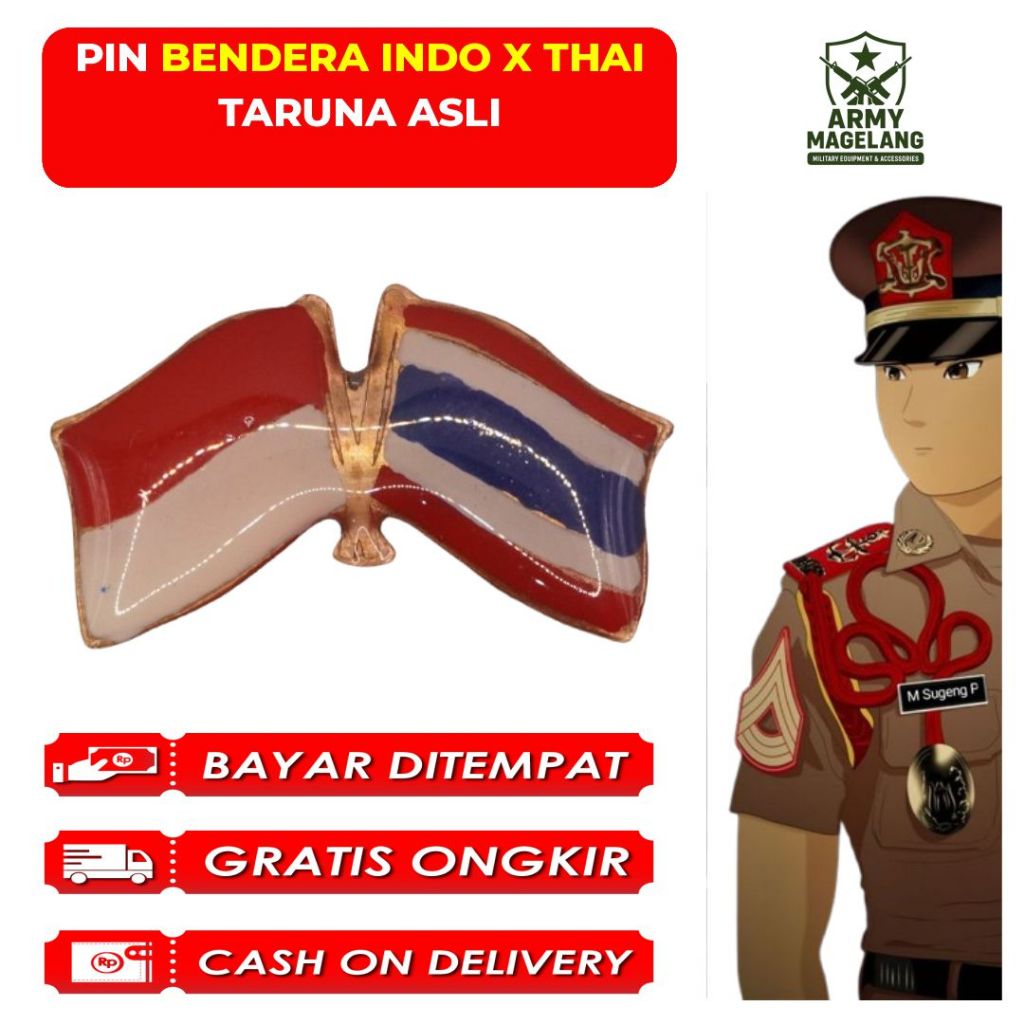 INDO X THAILAND FLAG PIN TANCAP TARUNA AKMIL ต้นฉบับ