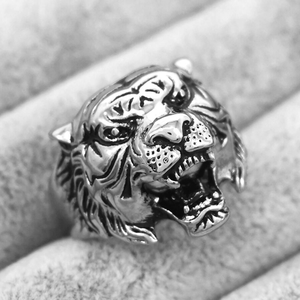 แหวนเงินดีไซน์หัวเสือย้อนยุค Mountain Peak / Silver Tiger Head Mountain Peak (ปรับได้)