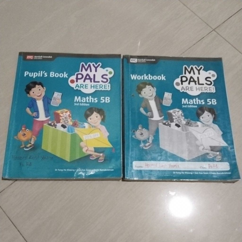 หนังสือต้นฉบับ 2 เล่มของฉัน PALLS ARE MATHS 5B PUPILS BOOK & WORKBOOK PUBLISHER MARSHALL CAVENDISH
