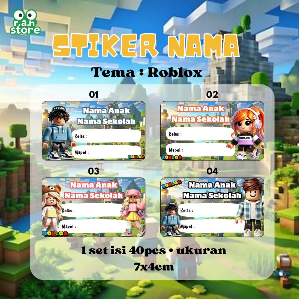 CONTENTTS 40 ชิ้น - ROBLOX NAME STICKERS / ROBLOX BOOK STICKERS