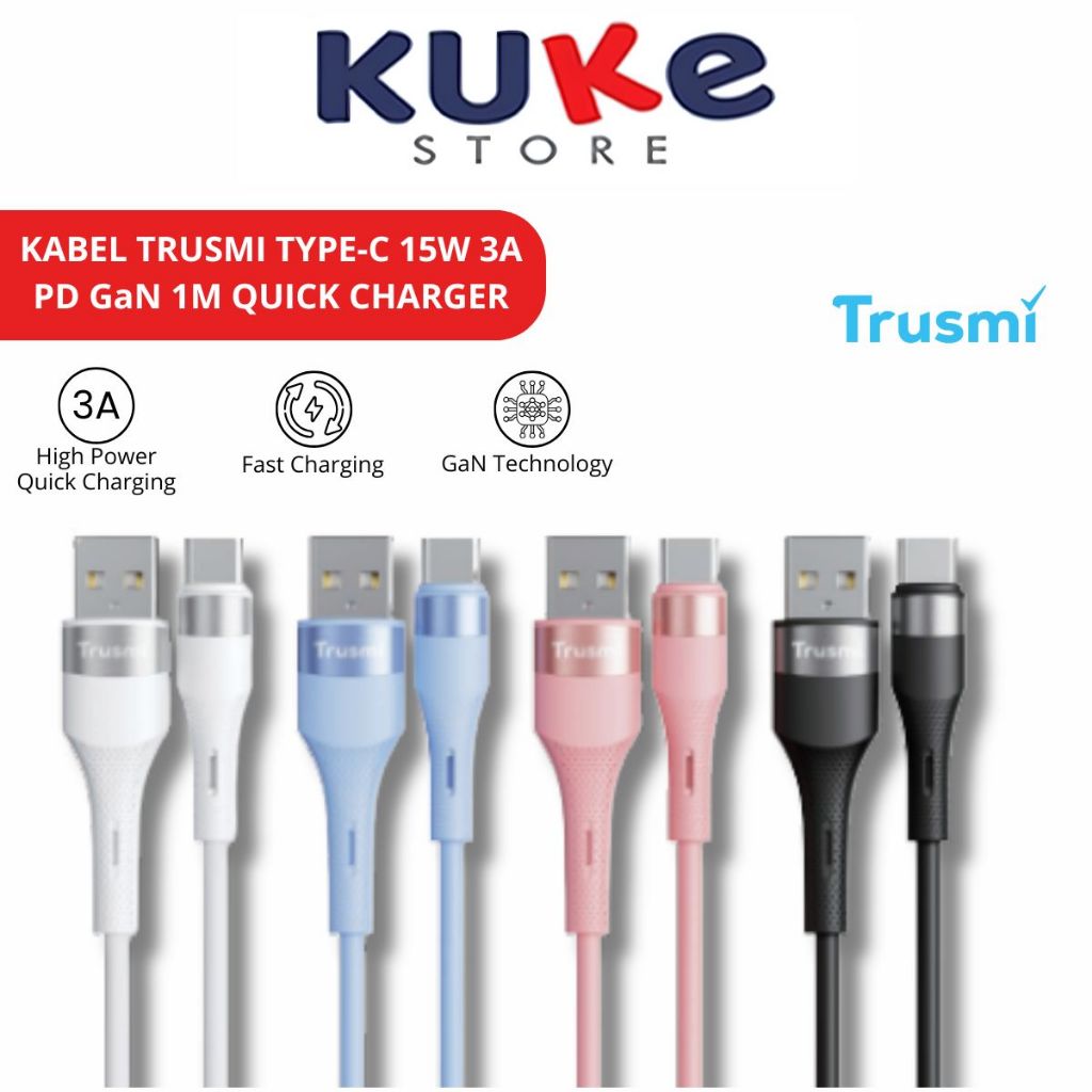 สาย KUKE Trusmi Type C 3A 15W 1M | สายชาร์จ PD GaN Data Transfer ชาร์จเร็วของแท้
