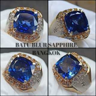 CINCIN BATU PERMATA ROYAL BLUE SAPPHIRE  OCTAGON KEKERASAN 9 SKALA MONS FULL DS