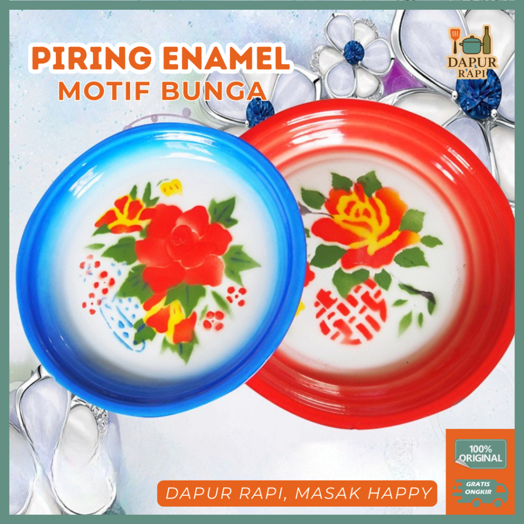 ครัวเรียบร้อย - จานเคลือบลายดอกไม้ 30–50ซม | แข็งแรงและทนทานสําหรับ Home & Business SD02