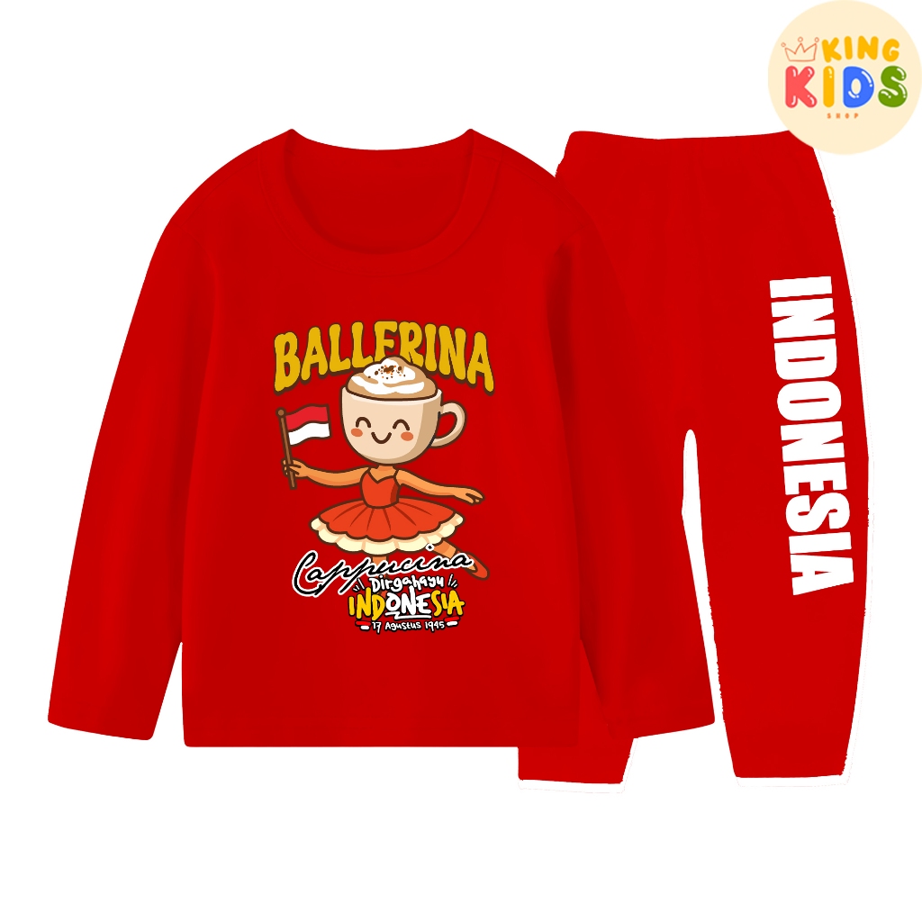 MERAH Augustan ชุดเด็กสีแดงและสีขาวชุด One Independence Tung Sahur Setcell ล่าสุด 2025 80Y Merdeka เ