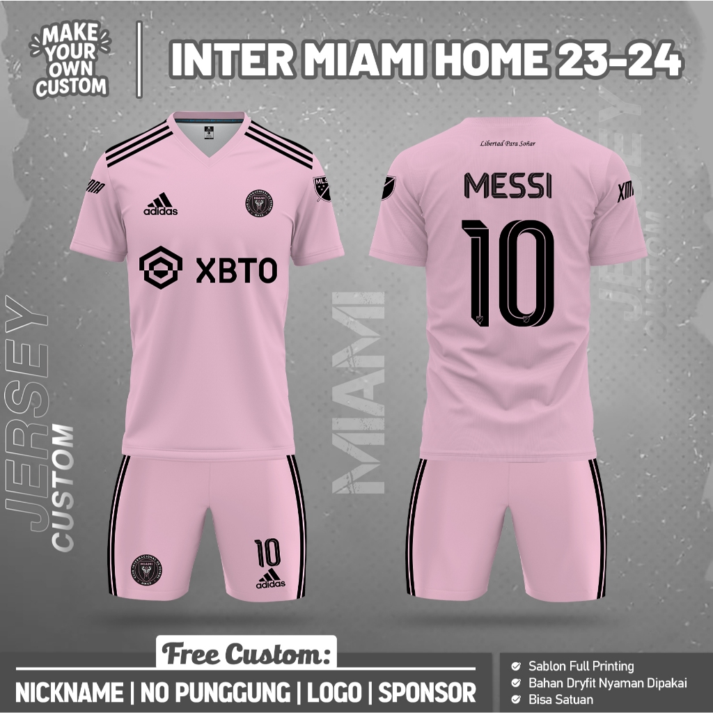 Inter Miami Home 2023-2024 Short Sleeve Jersey - Free Custom Name & Back Number Full Printing