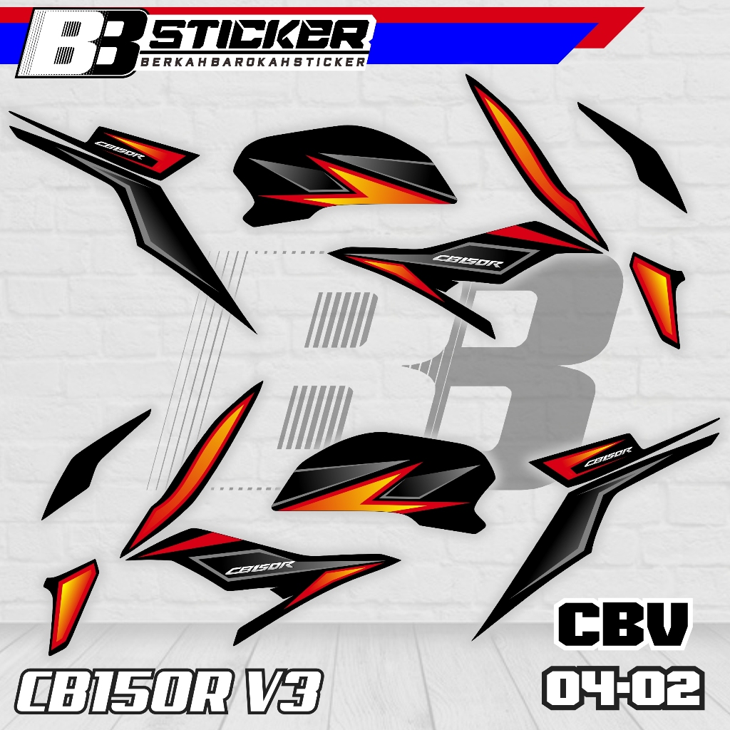 รายชื่อสติ๊กเกอร์ Variation ของ Honda CB150r V3 Motorcycle Striping - การออกแบบ CBV 04 RACING B ล่าส