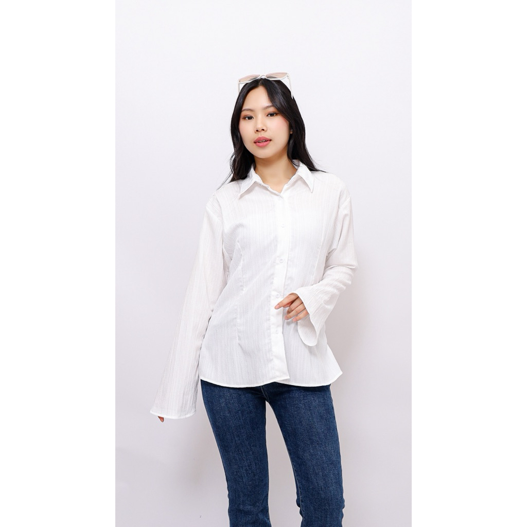 KEMEJA Julie Girl Boss Shirt - เสื้อทํางานผู้หญิงทรงเข้ารูปยืดหยุ่นนุ่ม