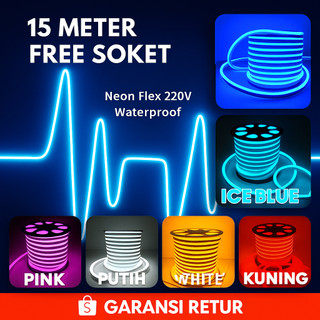 Lampu Led Neon Flex 15 Meter kamar Aesthetic Tempel Dinding Detak Jantung Dekorasi Konten Free Soket