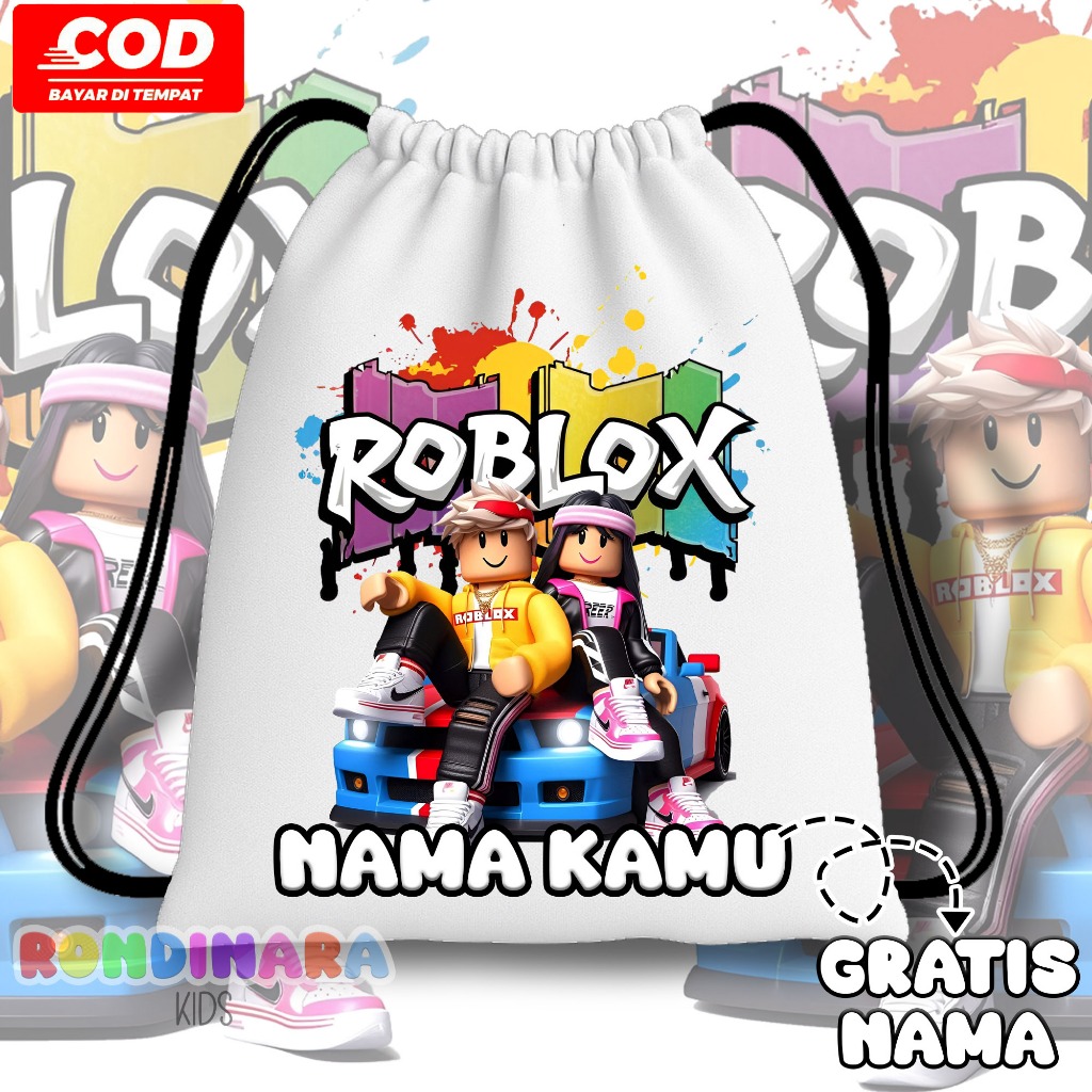 ROBLOX Kids Drawstring Bag CUSTOM Name/Kids Drawstring Bag ชื่อฟรี