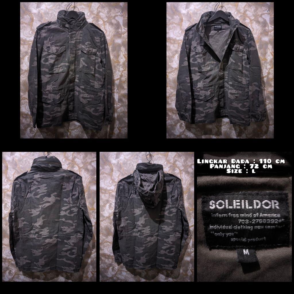 เสื้อแจ็คเก็ต Soleildor Camo Parka มือสองดั้งเดิม