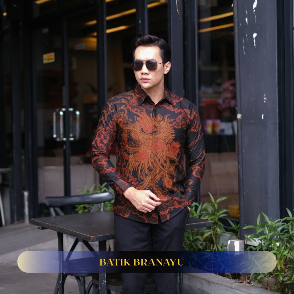 KEMEJA Naraka Mens Slimfit Batik Shirt with modern Long Sleeve Lining Soetro