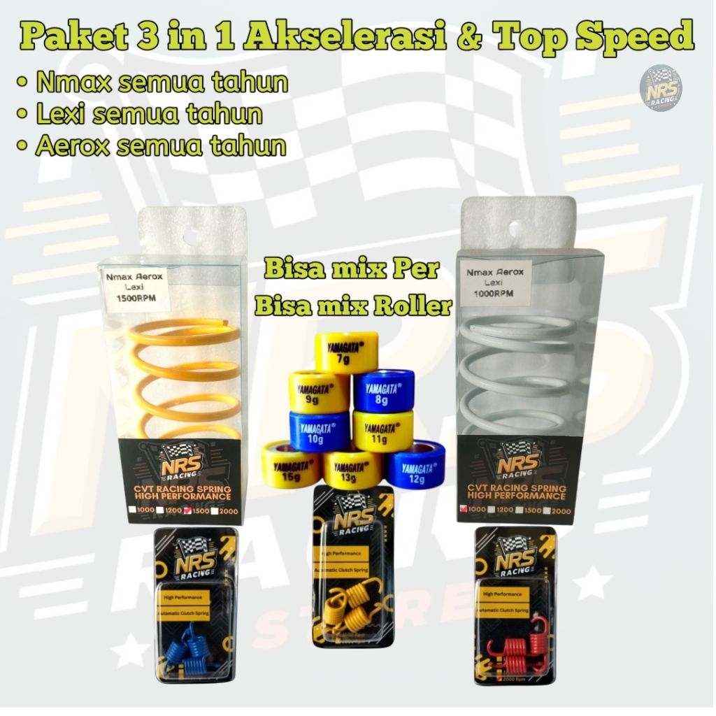 แพ็คเกจเร่งและความเร็วบน 3 in 1 Nmax Aerox Lexi ต่อ cvt NRS ต่อ sentri NRS Roller yamagata