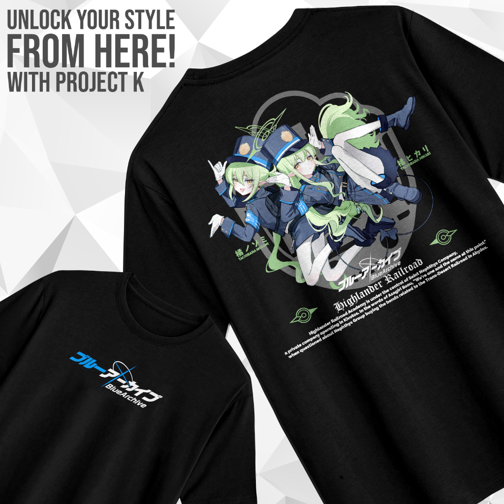 เสื้อยืด KAOS DISTRO TACHIBANA HIKARI NOZOMI BLUE ARCHIVE BY PROJECT K